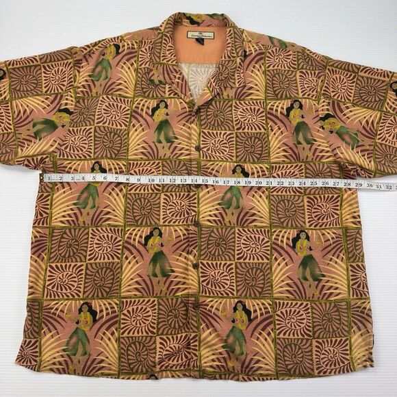Tommy Bahama 100% Silk Hawaiian Shirt Hula Girl Print Size XXL Aloha Camp - Picture 7 of 8